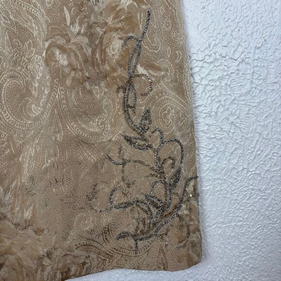 Badgley Mischka Beige Sleeveless Beaded Embroidered Dress Size 8 - Picture 2 of 6